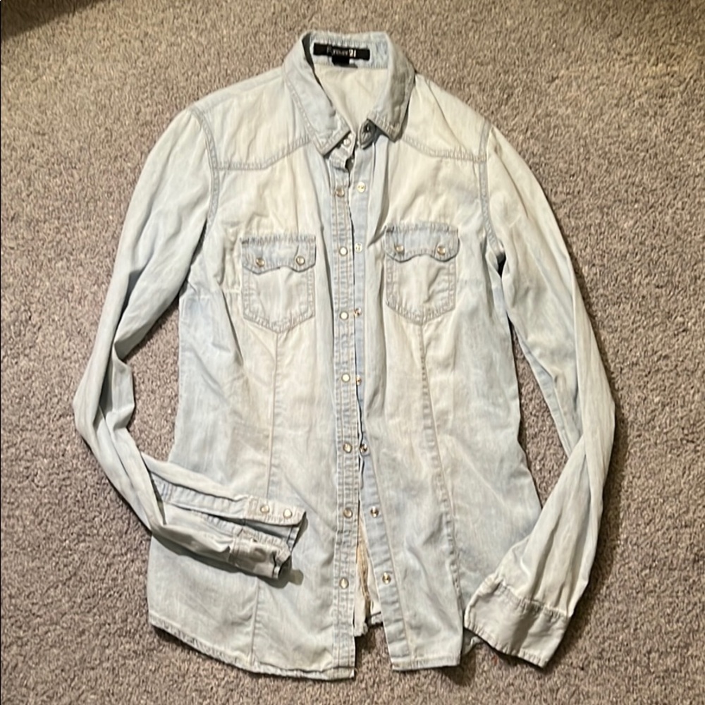 Denim-look, western snap up shirt
